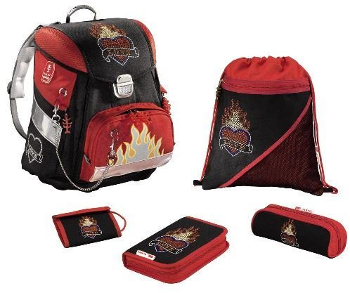 Hama Step by Step Schulranzen-Set Heartflame, 5 Teile