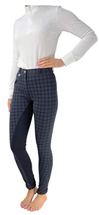 HyPERFORMANCE Womens/Ladies Harby Jodhpurs (26in) (Navy Check)