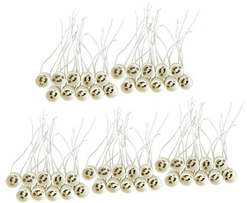 Fjiangyi 50 PCS GU10 Halogen Light Lamp Holder Wire Connector Lamp Socket Base for GU10 Light Bulb - Bag of 50