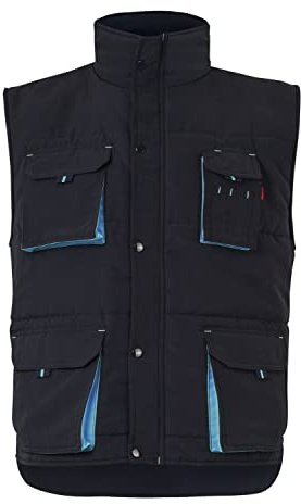Velilla 205902; Gilet imbottito bicolore multitasche; colore nero e celeste; taglia S