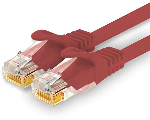 1CONN Câble Réseau CAT7 Cat 7 10 Gigabit - 1x 15m - RJ45 Ethernet LAN DSL Routeur Modem - Rouge