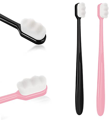 WLLHYF 2 PCS Extra Soft Toothbrush Micro Nano Toothbrushes with 10000 Bristles Sterile Fiber Adult Toothbrush Painless Brushing for Sensitive Gums Teeth Oral Recession Adult Kid Children