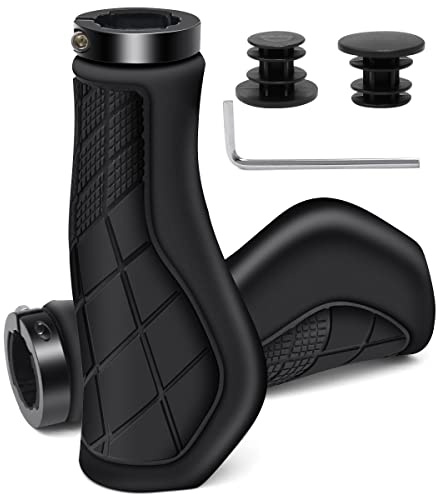 REETEE Manopole MTB Antiscivolo Gomma Impugnatura per Bicicletta, Manopole Bici MTB Ergonomiche per 22mm Universale Impugnature per Manubrio Bici (Nero)