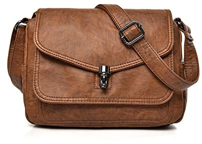 NICOLE & DORIS Damen Umhängetasche Mehreren Taschen Handtaschen Crossbody Retro Schultertasche PU Leder Frauen Satchel Tasche Leichte Messenger Bag Braun