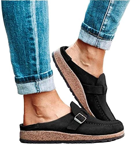 Dammode sandaler Casual Comfy Clogs Plattform Mocka Slip On Sandaler Sommar Hemmakontor Skor Flat Mule Rund Toe Loafer Skor Closed Toe Walking Tofflor Dam Båt Skor,grön,40