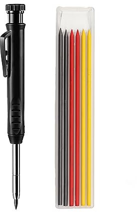 NUDFSY Carpenters Pencil Set with 3 Leads | Carpenter Pencils with Sharpener | Deep Hole Mechanical Marker Pencil Set Tool for Woodworking Carpentry Bricklaying Construction Electricians Tools