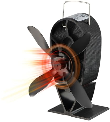 FFYan Ventilatore per stufa, modello balena, 4 fogli, senza elettricità, ecologico per stufa a legna