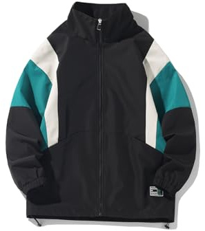 GURUNVANI Giacca a vento vintage da uomo con zip intera