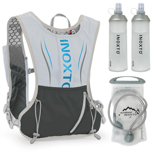 Lixada 5L Mochila de Hidratación para Senderismo con 1 * 1.5vejiga de Agua y 2 * 450ML Botellas de Agua Blandas Mochilas Hidratación para Al Aire Libre Ciclismo Camping Senderismo Alpinismo