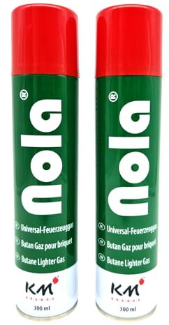 NOLA 2 x 300ml Universal Feuerzeuggas für Feuerzeuge und Flambierbrenner - Butangas zum Nachfüllen, Premium Feuerzeuggas, Nachfüllgas, Butan Feuerzeug Gas - Optimal Für Alle Feuerzeugmodelle 703 (2)