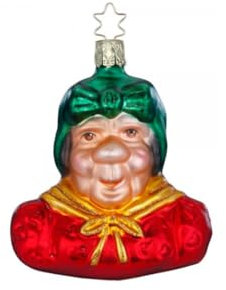 Inge-Glas Witwe Bolte, Traditioneller Christbaumschmuck aus Glas und Metall für Weihnachten, 9 cm mit Sternenkrönchen