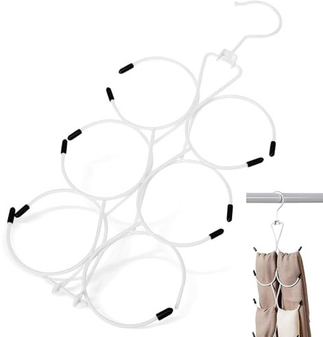 White Iron Storage Artifact Adjustable Scarf Hanger Space Saving Organizer for Ties Hats and Scarves 21.85X5.91In