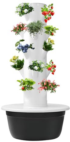 CIELOBLOEN Colonne Aéroponique Jardin Vertical 5/7/9 Niveaux - Système Mobile avec Pompe et Réservoir d'eau pour Un Jardinage Intérieur Pratique,5-Layers-Black