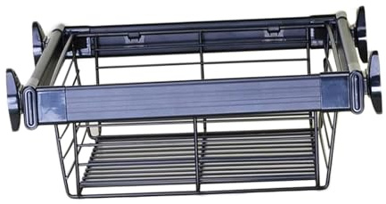 Generiskt utdragbara skåpkorgar, utdragbar lådkorg, trådnät glidkorg för skåp, för hem/tvättstuga/badrum/garderob (färg 1, 614-663 mm)