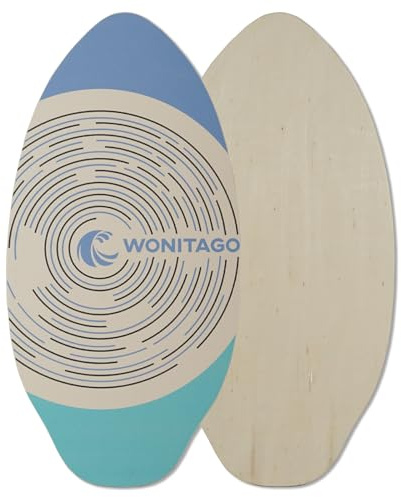 LINGVUM Skimboard with EVA Grip Pad and High Gloss Clear Coat, Wooden Skim Boards for Kids Young and Adults, 41 in, Blue&Teal