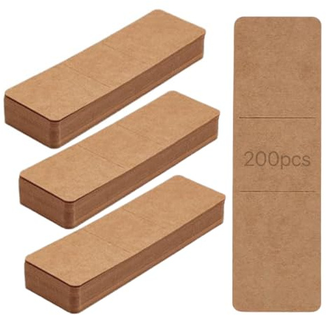 PONDON 200 st bokmärkesfodral kraftpapper, 15 x 4,6 cm tomma pappershållare av kraftpapper för hantverksprojekt, gör-det-själv-bokmärken i harts, presentpaket, displaykort, lägg till emblem