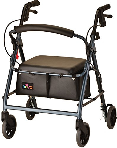 NOVA GetGo Junior Rollator Walker (Petite Size), Rolling Walker for Height 4'10 - 54, Seat Height is 18.5 Inch, Color Blue