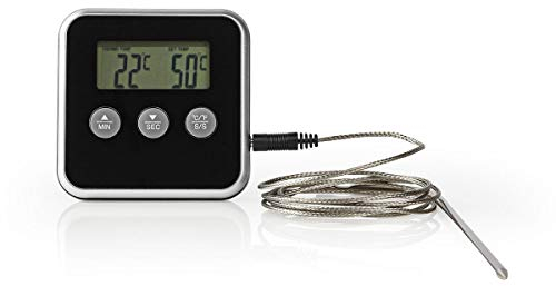Fleischthermometer - Alarm/Timer - LCD-Anzeige - 0-250 °C - Schwarz/Silber