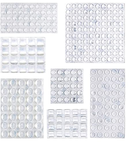 Amazon Basics Lot de 300 butoirs de porte d'armoire, coussinets autocollants transparents pour protection de surface et réduction du bruit, Transparent, 17.5 L x 11.4 W x 1.5 Th cm