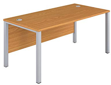 Jemini Rectangular Goal Post Desk 1000x600x730mm Nova Oak/Silver KF821403
