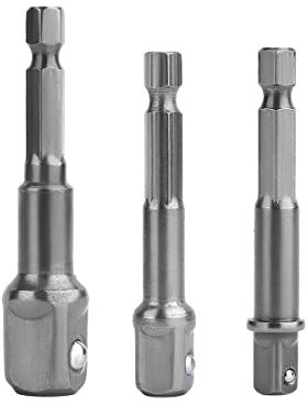 Adapter Sechskant auf 1/4, 1/2, 3/8 Vierkant - Daoxue 3 Stück Sechskant Stecknuss Adapter Stecknussadapter Steckschlüssel Schraubenschlüssel Nuss Set Verbindung Verlängerung für Akkuschrauber