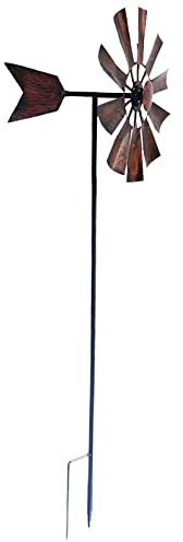 Baoblaze Moulin à Vent avec Piquet de Jardin en Métal, Ornement Cinétique d'Extérieur Moulin à Vent pour Pelouse, Jardin, 73 x 24 cm