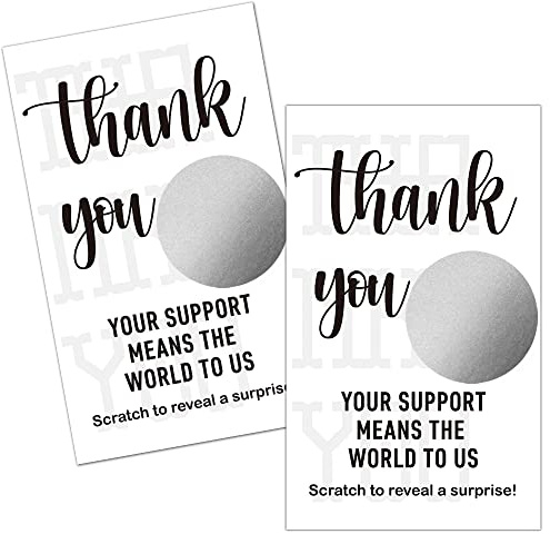 Haizct 50 Pack Thank You Blank Gifts Certificate Scratch Off Cards for Small Business, Spa Beauty Makeup Hair Salon, Bridal Shower, Baby Shower, Country Wedding (Thank You Card B), Silver-GK087