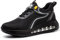 OBQcare Sicherheitsschuhe Herren 40 Arbeitsschuhe Leicht Atmungsaktiv Sportlich Schutzschuhe rutschfest Küche Stahlkappenschuhe Luftkissen Dämpfung Trekkingschuhe Schwarz Silber