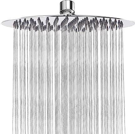 Regenduschkopf, Katezon High Flow Regenduschkopf aus Edelstahl, Badezimmer-Wasserfalldusche, universelle Wand- und Deckenmontage (25cm, Chromoberfläche)