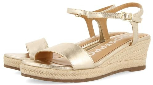 SANDALES EN CUIR COULEUR PLATINE AVEC TALON COMPENSÉ EN JUTE POUR FEMME YALAHA