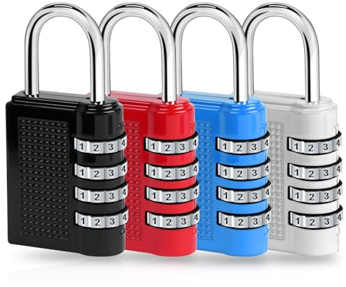 Flintronic Luggage Locks, 4Packs Combination Padlocks, 4-Digit Security Padlocks, Small Luggage Padlocks for Travel Baggage Suitcases Backpack, Code Locks for Tent Lockers