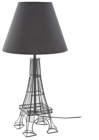 Lindby Eiffelturm Tischlampe Metall, Textil Nachttischlampe Tischleuchte 1x E27 max. 15W ohne Leuchtmittel Schlafzimmerlampe Nachttischleuchte