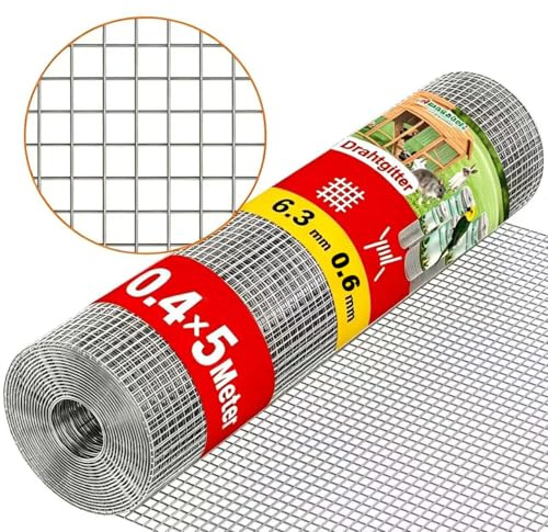 AMAGABELI GARDEN & HOME Hårdvara Trasa 1/4 8 tum x 10 fot galvaniserad efter svetsning 23 Gauge Square Kycklingnät Staket Mesh Roll Förhöjd Trädgårdssäng Växt Stöd Fjäderfä Netting Cage Snake Fence