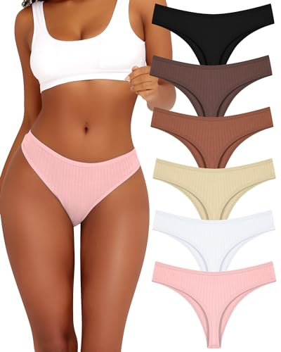 ALL OF ME 6er Pack Baumwolle String Tanga Damen Unterhosen Sexy Unterwäsche Dessous Frauen Cotton Slips Underwear Thongs Women Panties Mehrpack S-XL,A-6,L