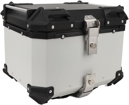 Fabater Baúl Superior Universal para Motocicleta, Caja Portaequipajes para Motocicleta de 45 litros, Caja Superior Trasera para Motocicleta de Aleación de Aluminio, Caja Trasera para Casco