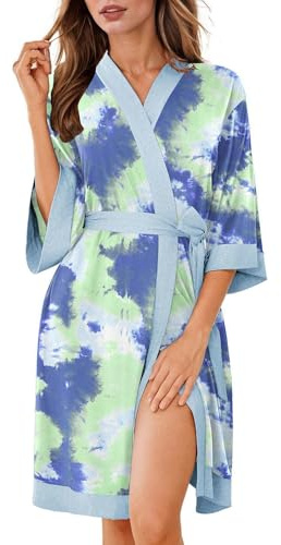 Ekouaer Robes for Women Bathrobe Lightweight Robe 3/4 Sleeve Knit Sleepwear