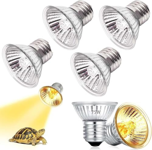 ZeiLaBang Kakadi 4 Stück Schildkröte Wärmelampe,UVA UVB Lampe Terrarium 75 Watt,Reptilien Wärmelampe,Wärmelampe Schildkröten UVA UVB,Reptilien Heizung für Reptilien/Eidechsen/schildkröten/Schlangen