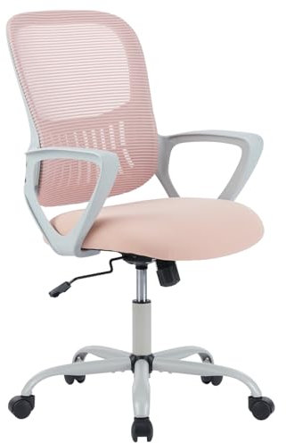 Sweetcrispy Bürostuhl Ergonomisch, Schreibtischstuhl mit Lendenwirbelstütze, Höhenverstellbarkeit Stuhl, Bürostühle mit Armlehne, Office Chair Geeignet für Büro und Schlafzimmer, Grau