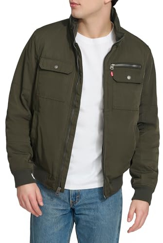 Levi's Men's Stand Collar Utility Bomber, Army Green, X-Large