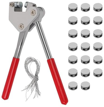 Kellegour Juego de Alicates de Sellado,Alicates de Sellado Kit,Tenazas para Precintos,con 20 Precintos de Plomo(10 mm),25M Cable Sellado,para Contadores de Agua de Electricidad y Equipos Logísticos