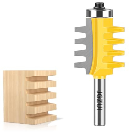 JGZUI Finger Joint Router Bit 1/2‘’ Shank, Reversible Finger Joint Glue Joint Router Bits Carbide, Woodworking Chisel Cutter for Density Boards, Solid Wood, MDF, Chipboard, Splints, Etc