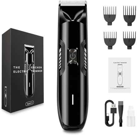 Body Hair Trimmer for Men - Rechargeable Body Shaver for Mens, Type-C, Wet & Dry, Mens Ball Trimmer with 4 Adjustable Combs for Groin/Legs/Back, Black