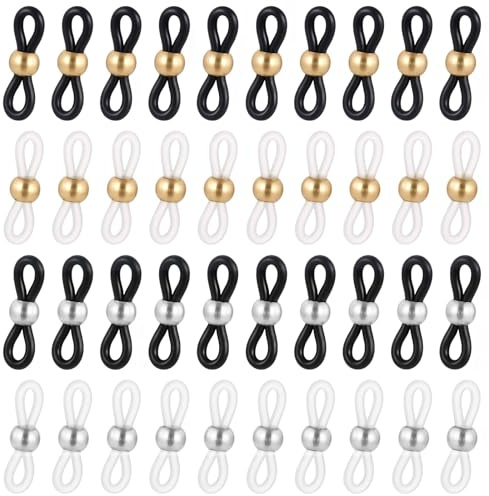 Ymapinc Lot de 40 embouts de chaîne de lunettes pour femme - Embouts de chaîne de lunettes autour du cou - Anneaux de rechange antidérapants pour sangle de lecture - Élégant bricolage - Caoutchouc