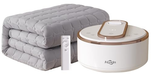 Water Heated Mattress Pad Queen Size - Wire-Free Electric Bed Warmer with Remote Control, Quiet Temperature Control 32-149°F, Machine Washable