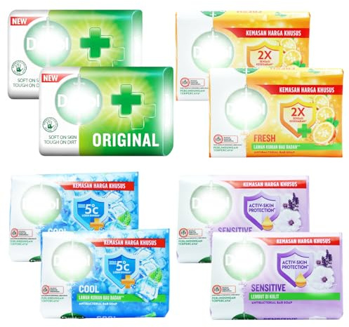 Soap Bar Bundle 8 Pack 100g Each Antibacterial Soap Bars with 2xOriginal, 2xSensitive, 2xCool & 2xFresh Long Lasting Germ Protection, Daily Skincare & Hygiene