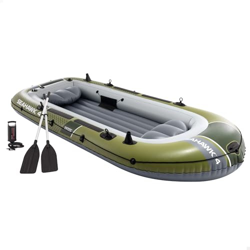 Intex Seahawk 66334NP Lot de 4 Bateaux gonflés 351 x 145 x 48 cm, Jaune/Gris