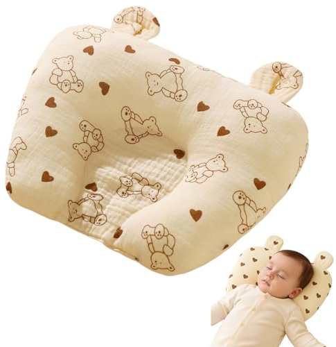 Eowduk Baby Pillow Newborn Flat Head - Baby Flat Head Pillow, Breathable Newborn Pillows for Shape (Care Bears)