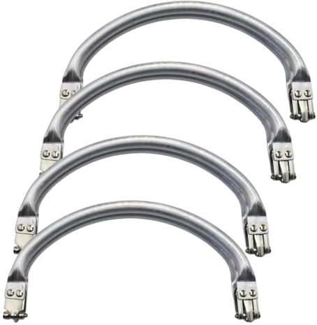GDO GIOIE D'ORIENTE Set 4pz Telaio per Borsa in Alluminio con Chiusura a Bacio, 23x11 cm e 19x9,5 cm, Argento, Telaio a U, Ovali per Pochette, Clutch e Borse Uncinetto Fai da Te (19x9,5 cm)