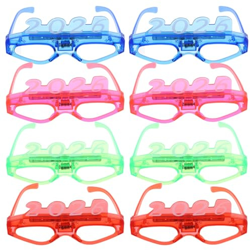 SHOWERORO 8 Gafas Led Luminosas Para Fiesta Con Modos De Parpadeo Gafas De Sol Fiesta Para CumpleañOs Nochevieja Y Conciertos Al Aire Libre Baterías Reemplazables Material Pc