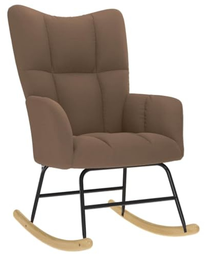 Frdhee Mecedora para interior silla de lactancia para salón, mecedora de tela marrón, para dormitorio, salón, balcón, exterior, se puede instalar rápidamente